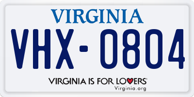 VA license plate VHX0804