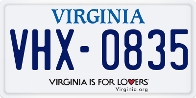 VA license plate VHX0835