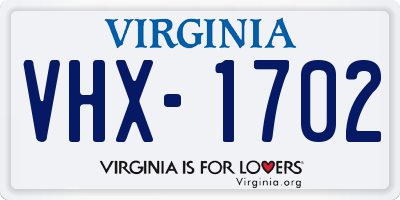 VA license plate VHX1702