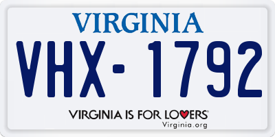 VA license plate VHX1792