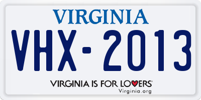 VA license plate VHX2013