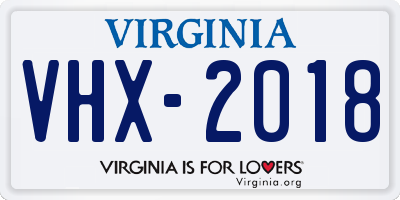 VA license plate VHX2018