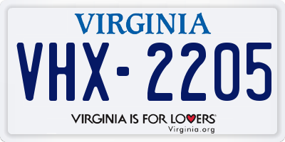VA license plate VHX2205