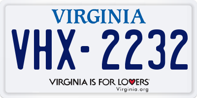 VA license plate VHX2232