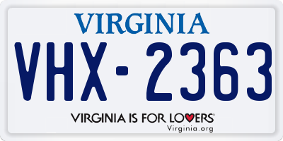 VA license plate VHX2363