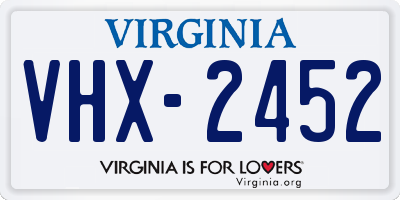 VA license plate VHX2452