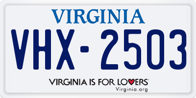 VA license plate VHX2503