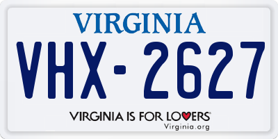 VA license plate VHX2627