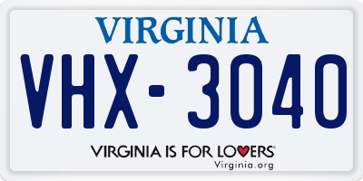 VA license plate VHX3040