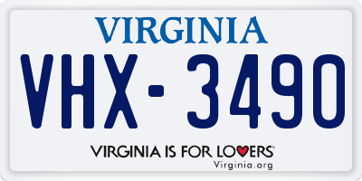 VA license plate VHX3490