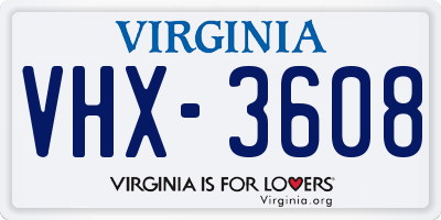 VA license plate VHX3608