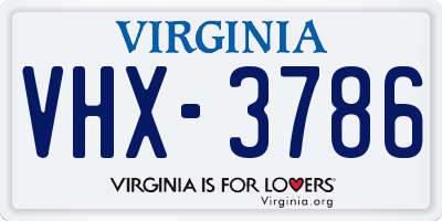 VA license plate VHX3786