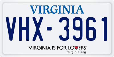 VA license plate VHX3961