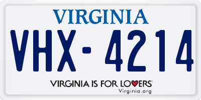 VA license plate VHX4214