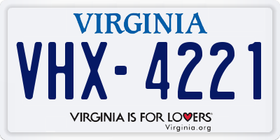 VA license plate VHX4221