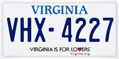 VA license plate VHX4227