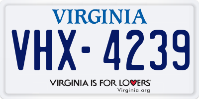 VA license plate VHX4239