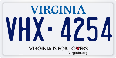 VA license plate VHX4254