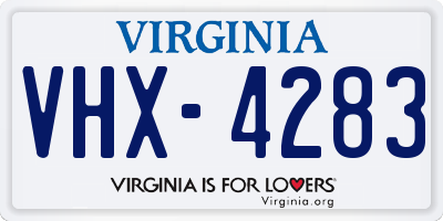 VA license plate VHX4283