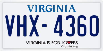 VA license plate VHX4360