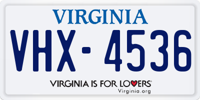 VA license plate VHX4536