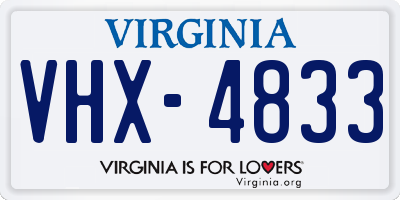VA license plate VHX4833