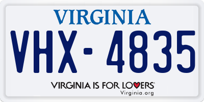 VA license plate VHX4835