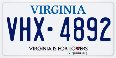 VA license plate VHX4892