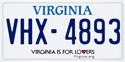 VA license plate VHX4893