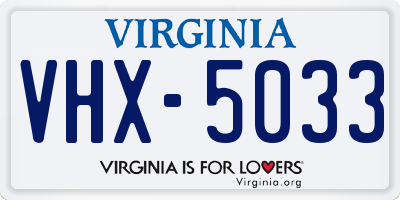 VA license plate VHX5033