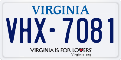 VA license plate VHX7081