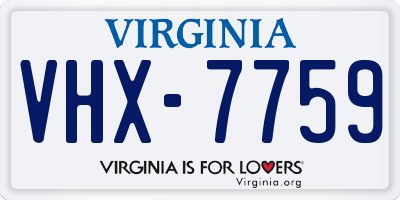 VA license plate VHX7759