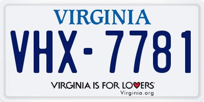 VA license plate VHX7781