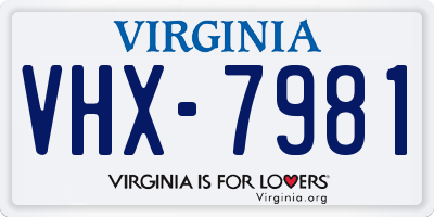 VA license plate VHX7981