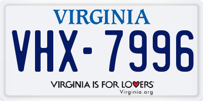 VA license plate VHX7996