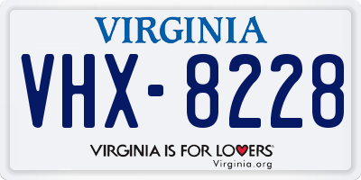 VA license plate VHX8228