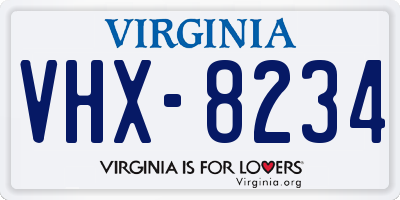 VA license plate VHX8234