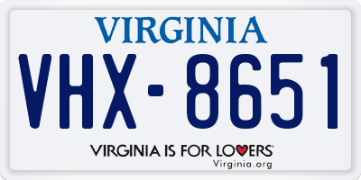VA license plate VHX8651