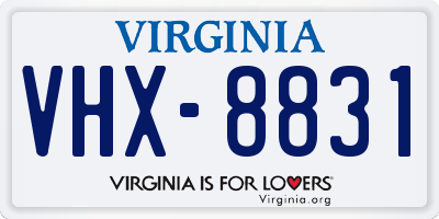 VA license plate VHX8831