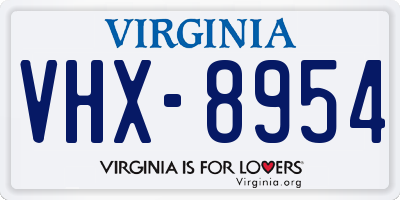 VA license plate VHX8954