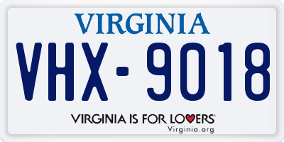 VA license plate VHX9018