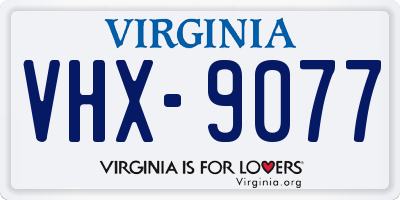 VA license plate VHX9077