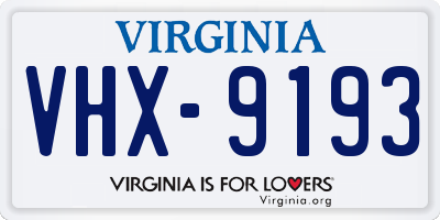VA license plate VHX9193