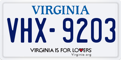 VA license plate VHX9203