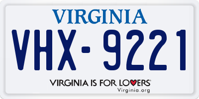 VA license plate VHX9221