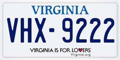 VA license plate VHX9222