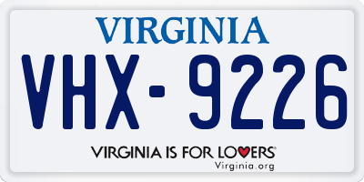 VA license plate VHX9226