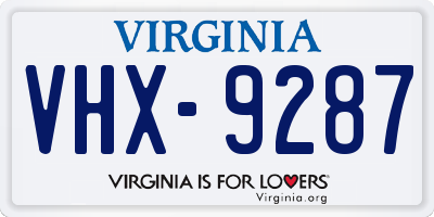 VA license plate VHX9287