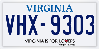 VA license plate VHX9303