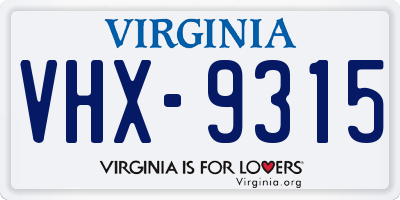 VA license plate VHX9315